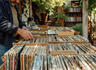 Collector looking through vinyl records