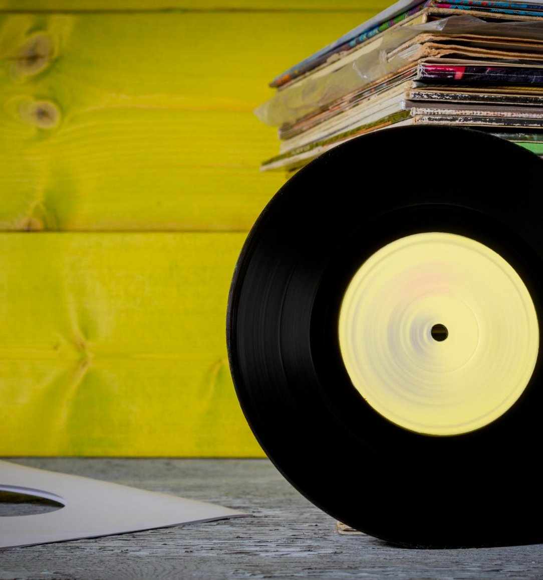 stack of vinyl records